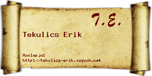 Tekulics Erik névjegykártya